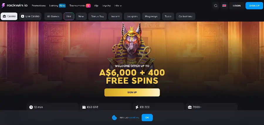 Rockwin casino online platform with pokies, live games and promotions