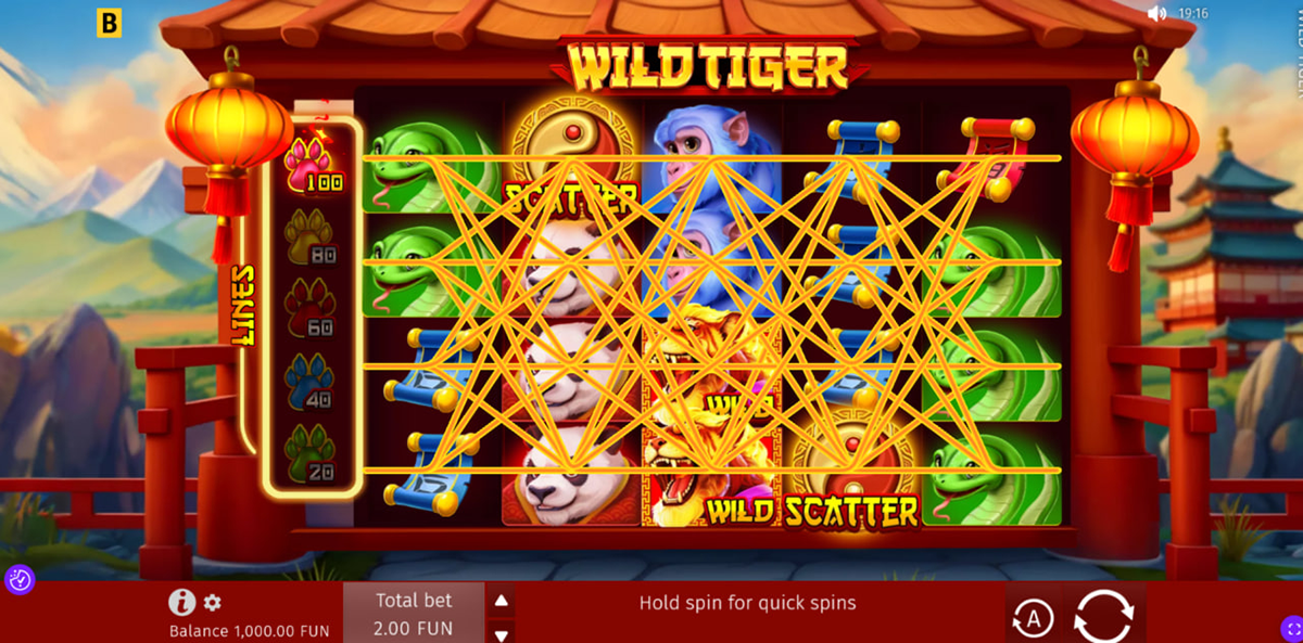 How to play Wild Tiger pokie with adjustable paylines bet controls and spin button How to play Wild Tiger pokie with adjustable paylines bet controls and spin button