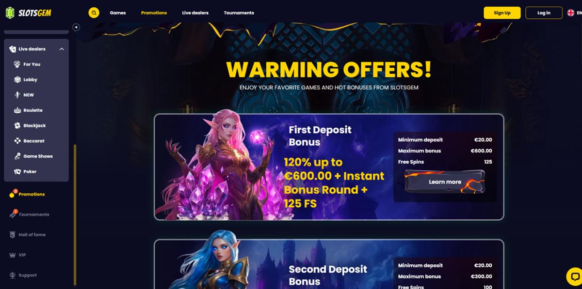 Slotsgem bonus 10000 AUD 750 free spins welcome offer
