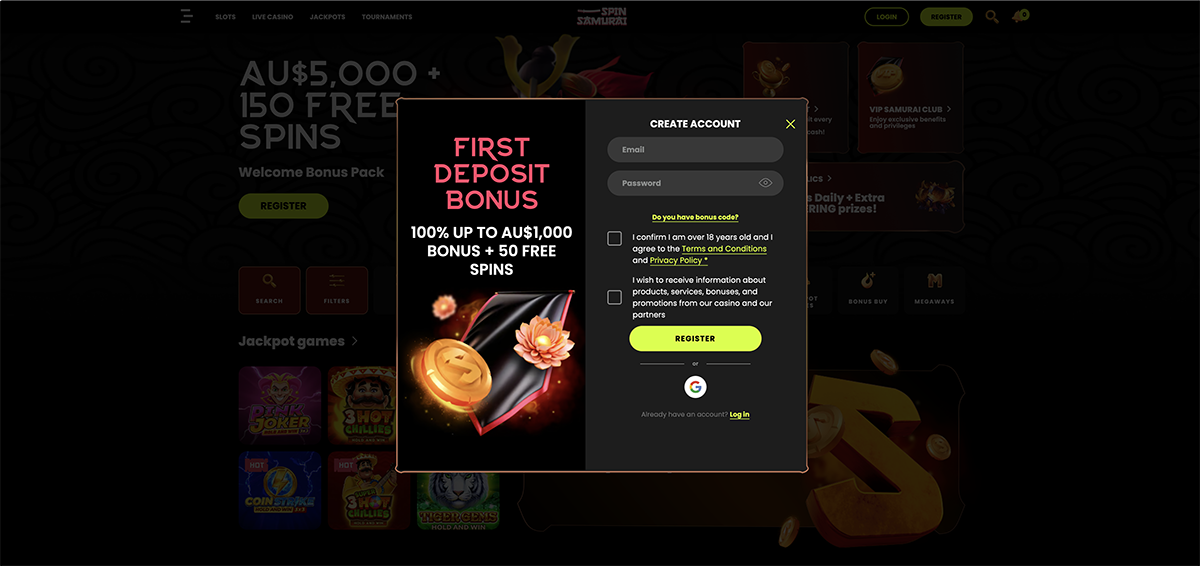 Spinsamurai welcome bonus package with AU$5,000 and 150 free spins Spinsamurai welcome bonus package with AU$5,000 and 150 free spins