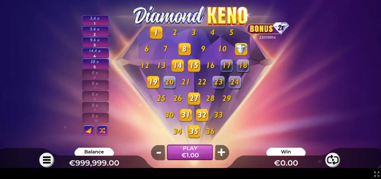 Diamond Keno provider, RTP and main game features Diamond Keno provider, RTP and main game features