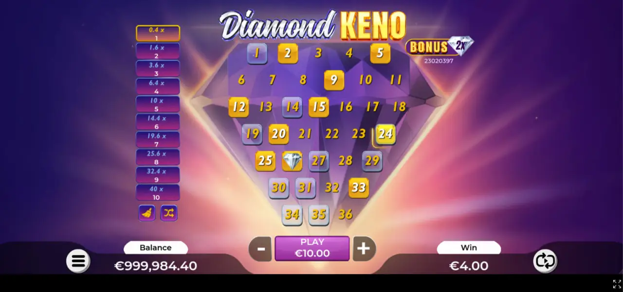 Diamond Keno provider, RTP and main game features Diamond Keno provider, RTP and main game features